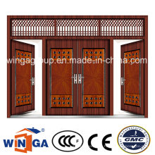 4 Doorleaf Big Size Außen Metall Sicherheit Stahl Tür (W-SD-05)